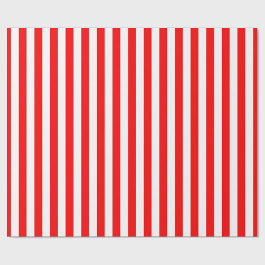 Rood en Wit Medium Grootte Verticale Strepen Cadeaupapier (Vlak)