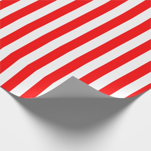 Rood en Wit Medium Grootte Verticale Strepen Cadeaupapier (Hoek)