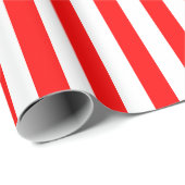 Rood en Wit Medium Grootte Verticale Strepen Cadeaupapier (Rol Hoek)