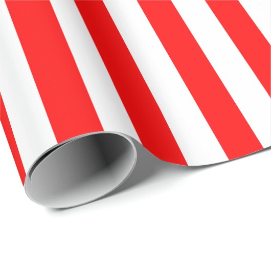 Rood en Wit Medium Grootte Verticale Strepen Cadeaupapier (Rol Hoek)