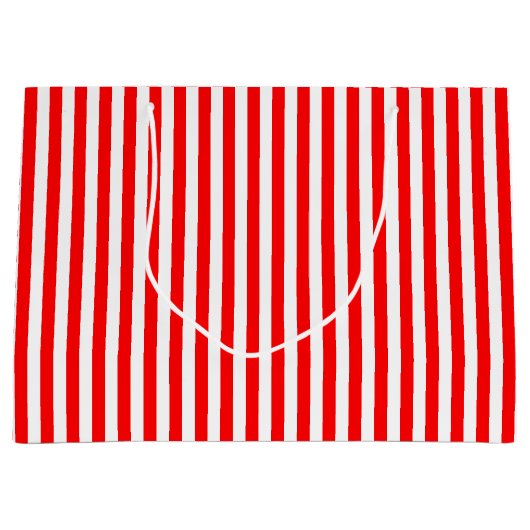 Rood en Wit Medium Grootte Verticale Strepen Groot Cadeauzakje (Voorkant)