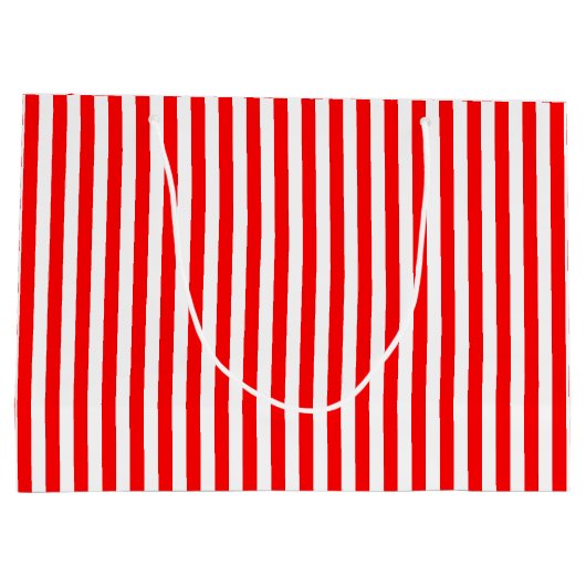 Rood en Wit Medium Grootte Verticale Strepen Groot Cadeauzakje (Achterkant)