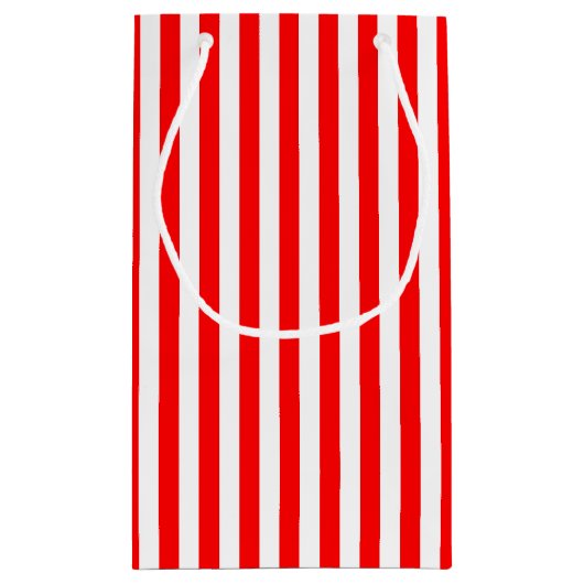 Rood en Wit Medium Grootte Verticale Strepen Klein Cadeauzakje (Achterkant)
