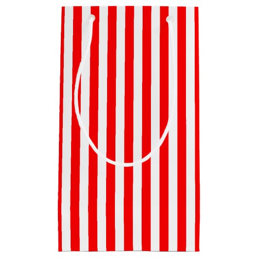 Rood en Wit Medium Grootte Verticale Strepen Klein Cadeauzakje (Voorkant)