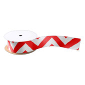 Rood en Wit Medium Horizontaal Chevron Lint (Spoel)