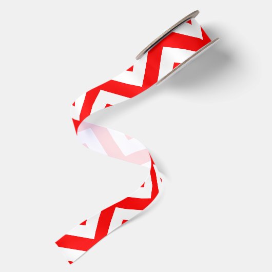 Rood en Wit Medium Horizontaal Chevron Lint (Achterkant)