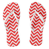 Rood en Wit Medium Size Chevron Stripes Teenslippers (Voetbed)