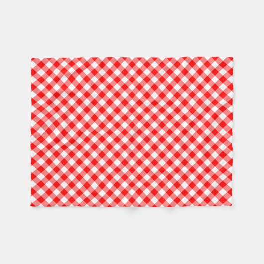 Rood en Wit Medium Size Diagonal Gingham-controles Fleece Deken (Voorkant (Horizontaal))