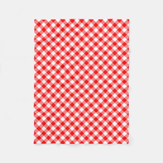 Rood en Wit Medium Size Diagonal Gingham-controles Fleece Deken (Voorkant)