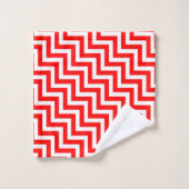 Rood en Wit Medium Size Diagonale Chevron Bad Handdoek (Wasdoekje)