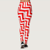 Rood en Wit Medium Size Diagonale Chevron Leggings (Achterkant)