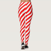 Rood en Wit Medium Size Diagonale Stripes Leggings (Achterkant)
