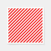 Rood en Wit Medium Size Diagonale Stripes Papier Servet (Voorkant)