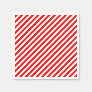 Rood en Wit Medium Size Diagonale Stripes Papier Servet