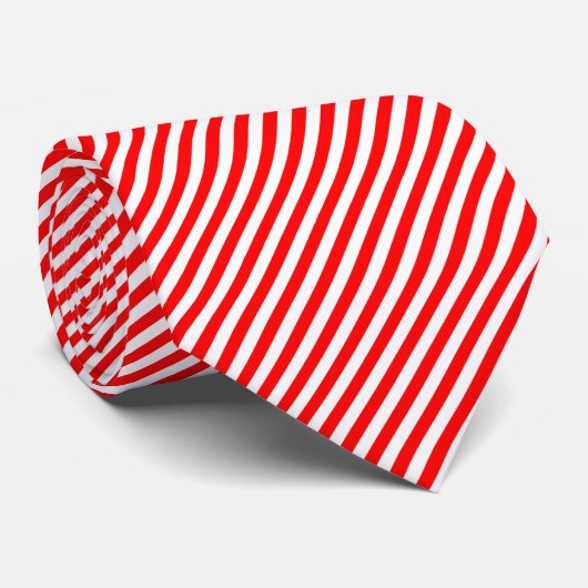 Rood en Wit Medium Size Diagonale Stripes Stropdas (Opgerold)
