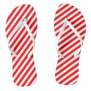 Rood en Wit Medium Size Diagonale Stripes Teenslippers