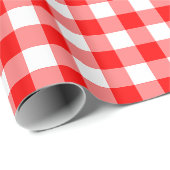 Rood en Wit Medium Size Gingham Checks Cadeaupapier (Rol Hoek)