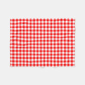 Rood en Wit Medium Size Gingham Checks Fleece Deken (Voorkant (Horizontaal))