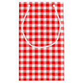 Rood en Wit Medium Size Gingham Checks Klein Cadeauzakje (Achterkant)