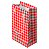 Rood en Wit Medium Size Gingham Checks Klein Cadeauzakje (Voorkant Gekanteld)