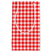 Rood en Wit Medium Size Gingham Checks Klein Cadeauzakje (Voorkant)