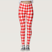 Rood en Wit Medium Size Gingham Checks Leggings (Voorkant)