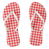 Rood en Wit Medium Size Gingham Checks Teenslippers (Voetbed)