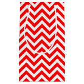 Rood en Wit Medium Size Horizontale Chevron Klein Cadeauzakje (Voorkant)