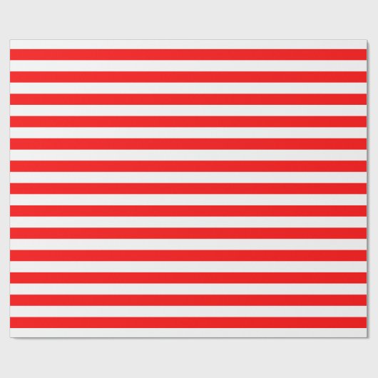Rood en Wit Medium Size Horizontale Stripes Cadeaupapier (Vlak)