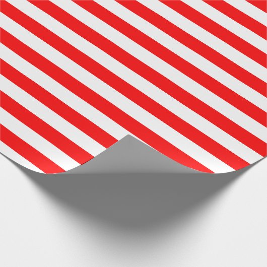 Rood en Wit Medium Size Horizontale Stripes Cadeaupapier (Hoek)