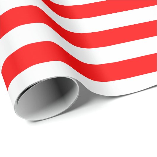 Rood en Wit Medium Size Horizontale Stripes Cadeaupapier (Rol Hoek)