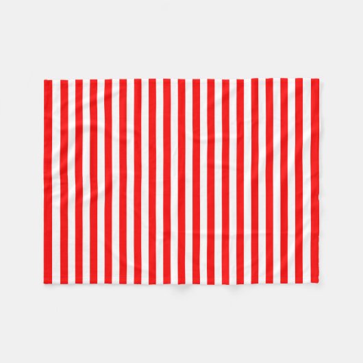 Rood en Wit Medium Size Horizontale Stripes Fleece Deken (Voorkant (Horizontaal))