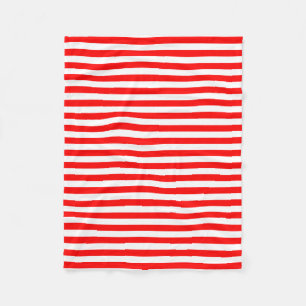 Rood en Wit Medium Size Horizontale Stripes Fleece Deken