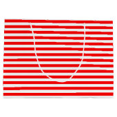 Rood en Wit Medium Size Horizontale Stripes Groot Cadeauzakje (Achterkant)