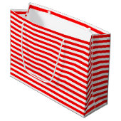 Rood en Wit Medium Size Horizontale Stripes Groot Cadeauzakje (Voorkant Gekanteld)