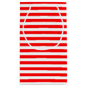 Rood en Wit Medium Size Horizontale Stripes Klein Cadeauzakje (Achterkant)