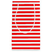 Rood en Wit Medium Size Horizontale Stripes Klein Cadeauzakje (Voorkant)