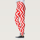 Rood en Wit Medium Size Verticale Chevron Leggings (Links)