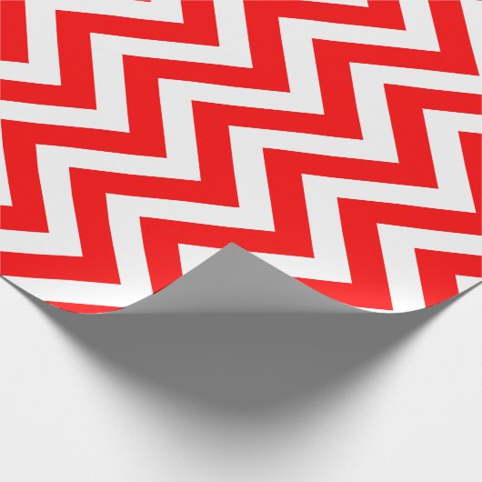 Rood en Wit Medium Size Verticale Chevron Stripes Cadeaupapier (Hoek)