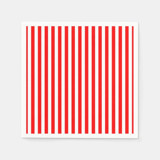Rood en Wit Medium Size Verticale Stripes Papier Servet (Voorkant)