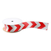 Rood en Wit Medium Verticaal Chevron Lint (Spoel)