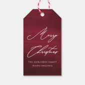 Rood en wit Merry Christmas Script Gift Label Cadeaulabel (Achterkant)