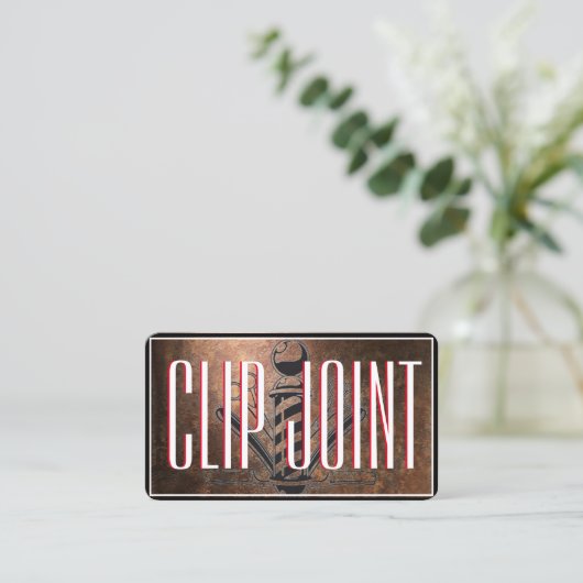 Rood en wit met BarberPole, recht Visitekaartje (Staand voorkant)