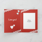Rood en wit met liefdesharten Valentijn Feestdagen Kaart (Binnen)