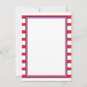 Rood en wit met Navy Blue Stripes Monogram Notitiekaartje (Achterkant)