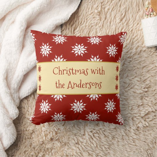 Rood en wit met sneeuwvlokken en kerstmis kussen (Deken)
