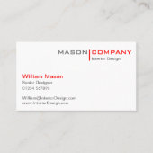 Rood en wit Minimalistisch Visitekaartje (Voorkant)