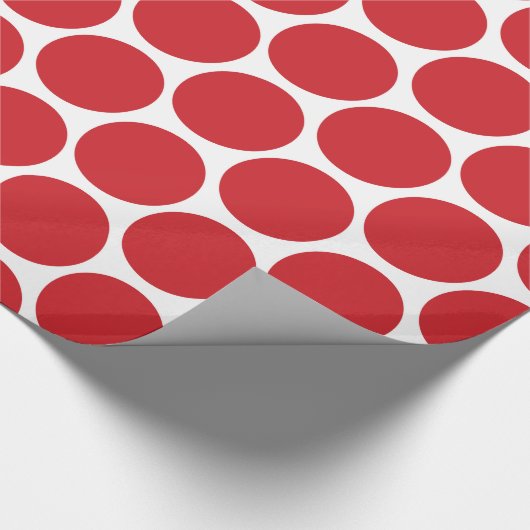 Rood en Wit Mod Grote Polka Dots Cadeaupapier (Hoek)