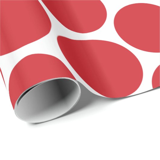 Rood en Wit Mod Grote Polka Dots Cadeaupapier (Rol Hoek)