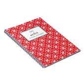 Rood en Wit Modern Bloempatroon Gepersonaliseerd Notitieboek (Rechterzijde)
